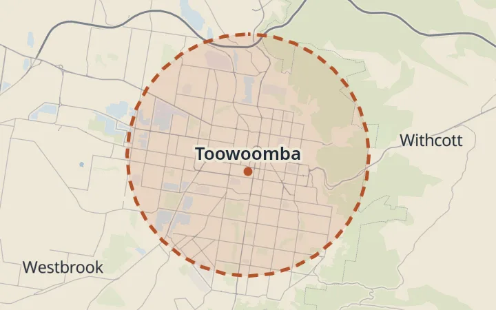 Map of Toowoomba