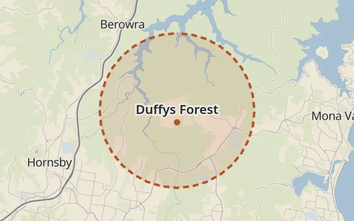 Map of Duffys Forest