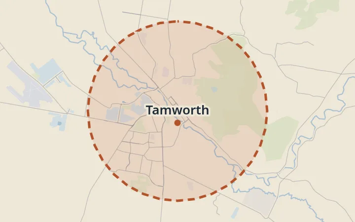 Map of Tamworth
